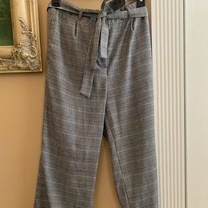 Plaid Paper Bag Cropped Trousers